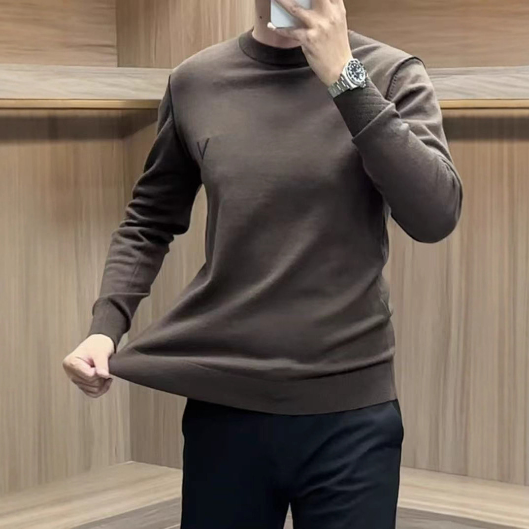 2025 New Autumn and Winter Men's Accessible Luxury High-End Business Round Neck Knitwear, Versatile, Comfortable, Handsome and Trendy