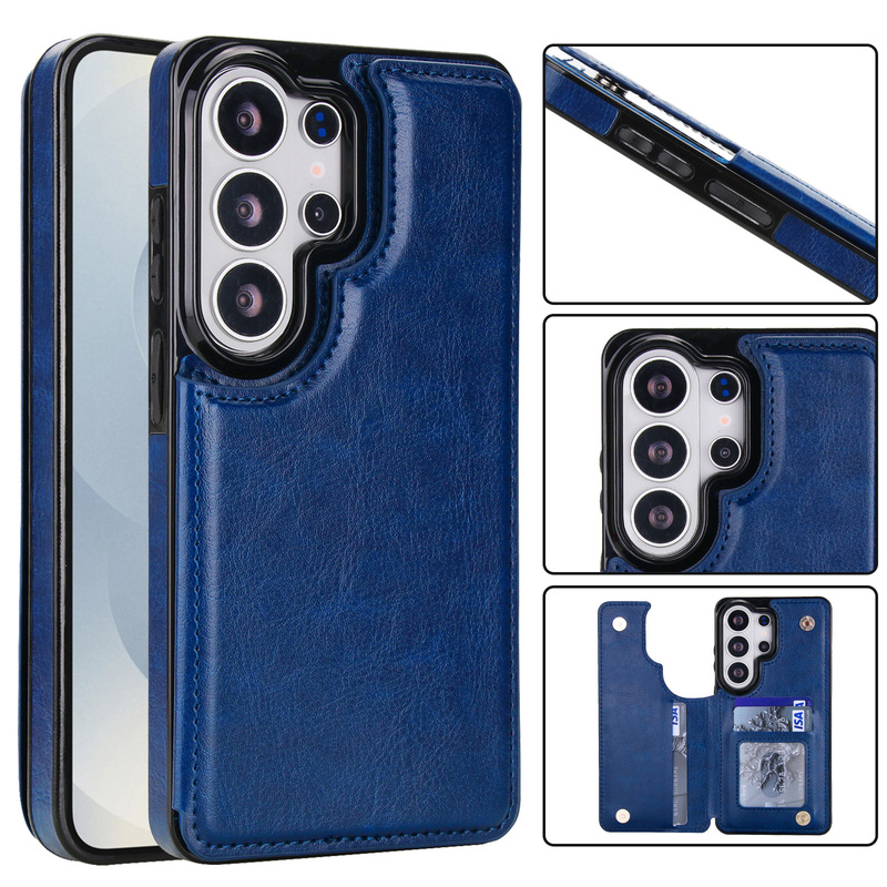 Solid Color Double Buckle Case Suitable for Samsung S26Ultra Card-Inserting Phone Case S25Ultra Cross-Border A56 Anti-Drop Protective Cover