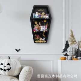 哥特万圣节装饰置物架桌面零食糖果架化妆品收纳盒棺材造型水晶架