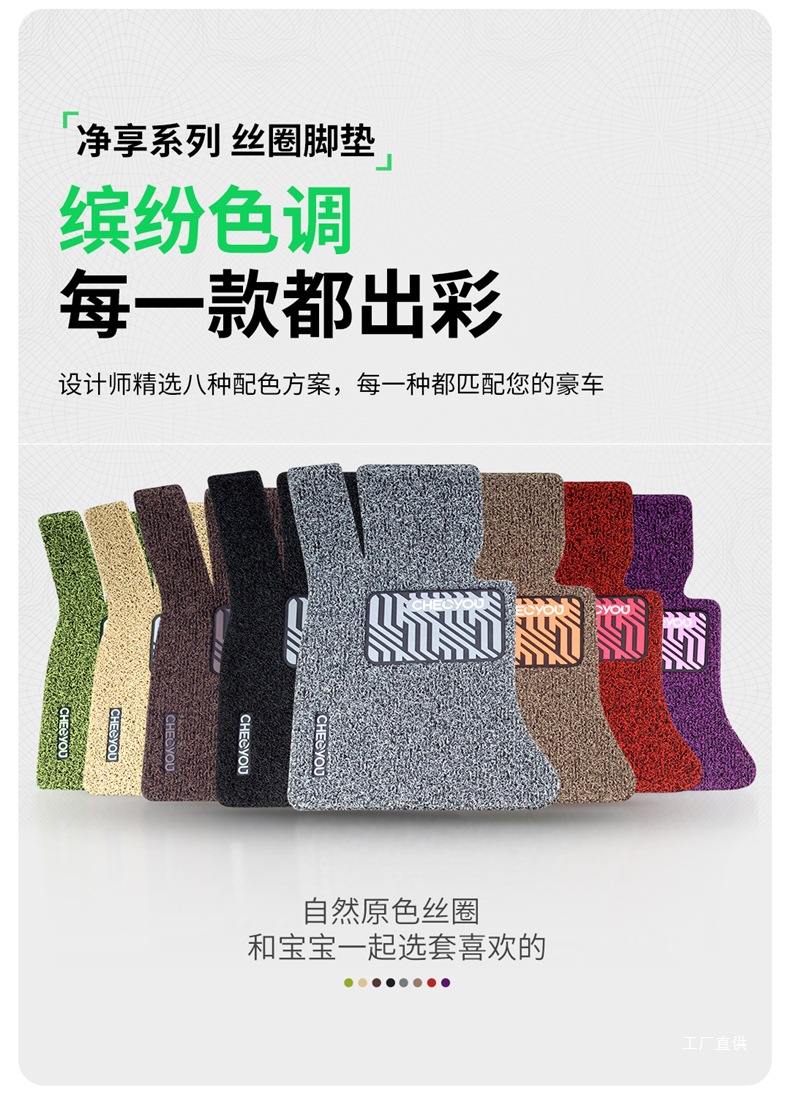 Car Floor Mat for the Driver's Seat, Single Piece Mat for the Driver's Seat, Single Wire Loop for the Passenger's Seat, Special Mat for the Passenger's Seat by Zhepei Hui