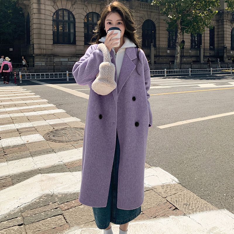 一件代发燕麦色毛呢大衣女2025秋冬新款韩版宽松中长款爆款呢外套|undefined