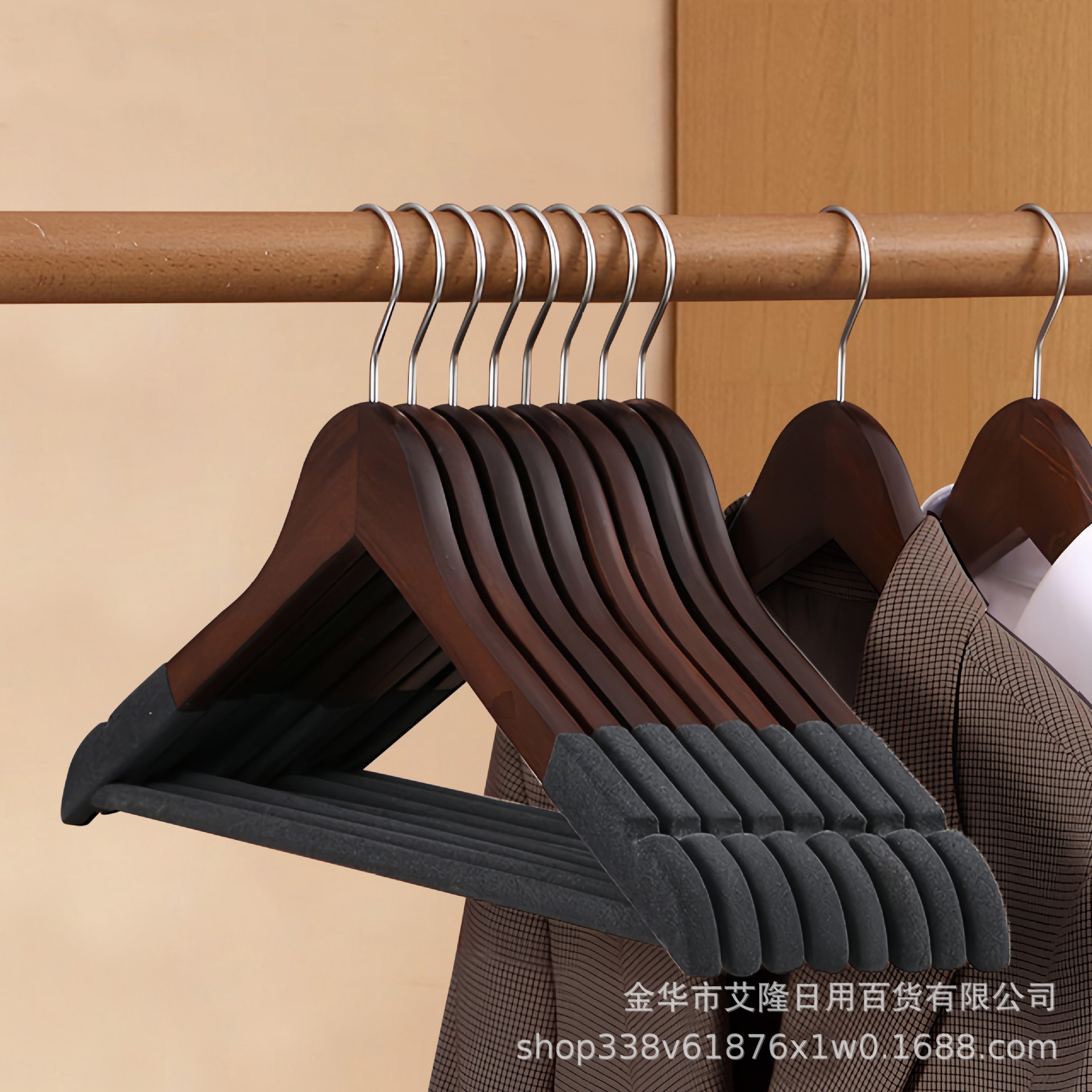 Percha de ropa de madera maciza antideslizante sin marcas para colgar ropa doméstica estante de ropa de madera armario tienda de ropa