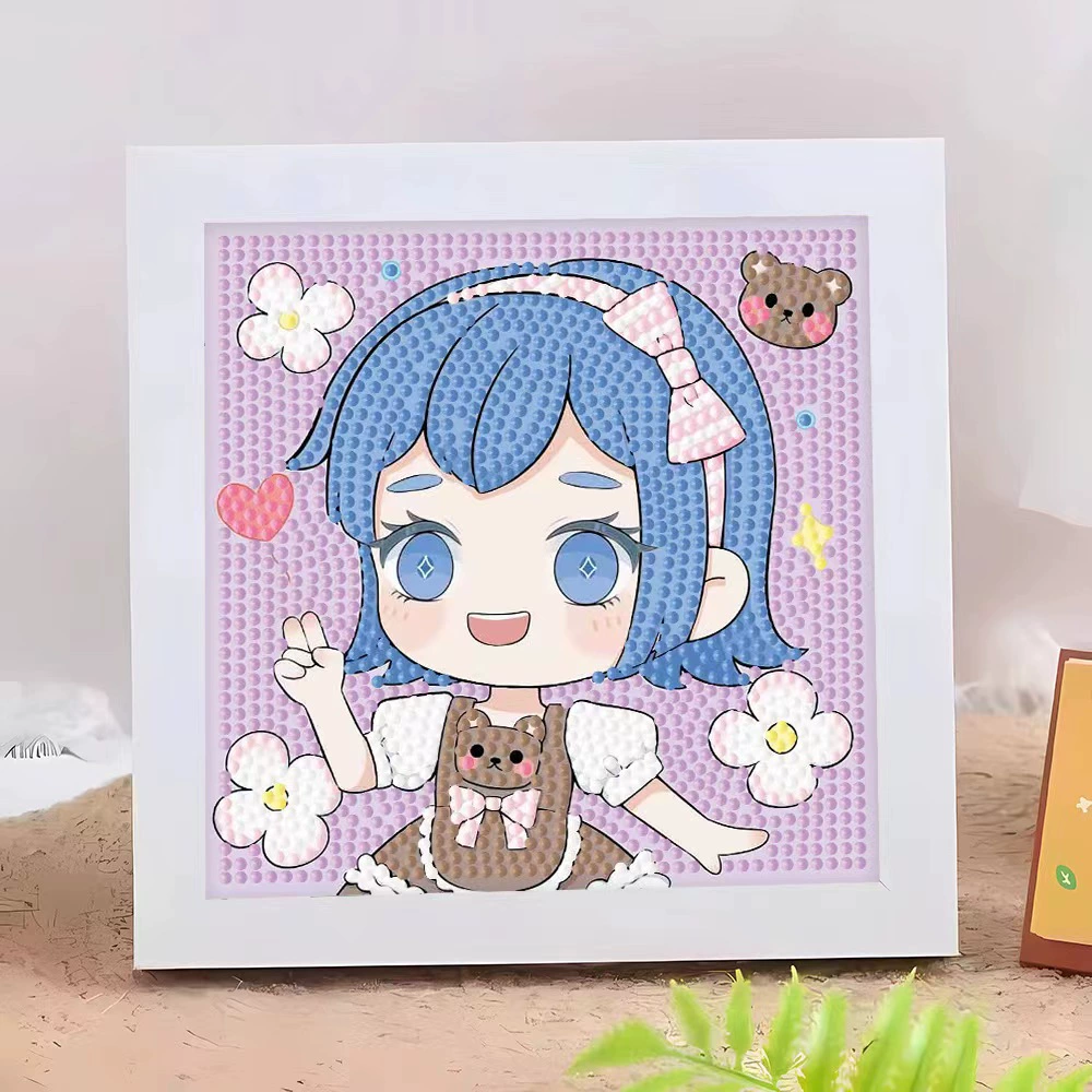 Кристальная вышивка DIY (Kuromi & KT Cat) 17×17 см фоторамка, набор наклеек в стиле мультфильма с полным заполнением