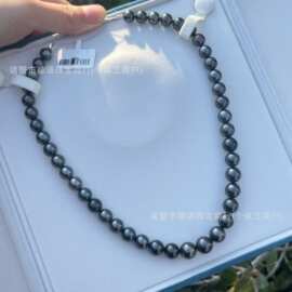8.1-11.2mm天然海水珍珠大溪地项链黑绿正圆基本无暇高品质项链