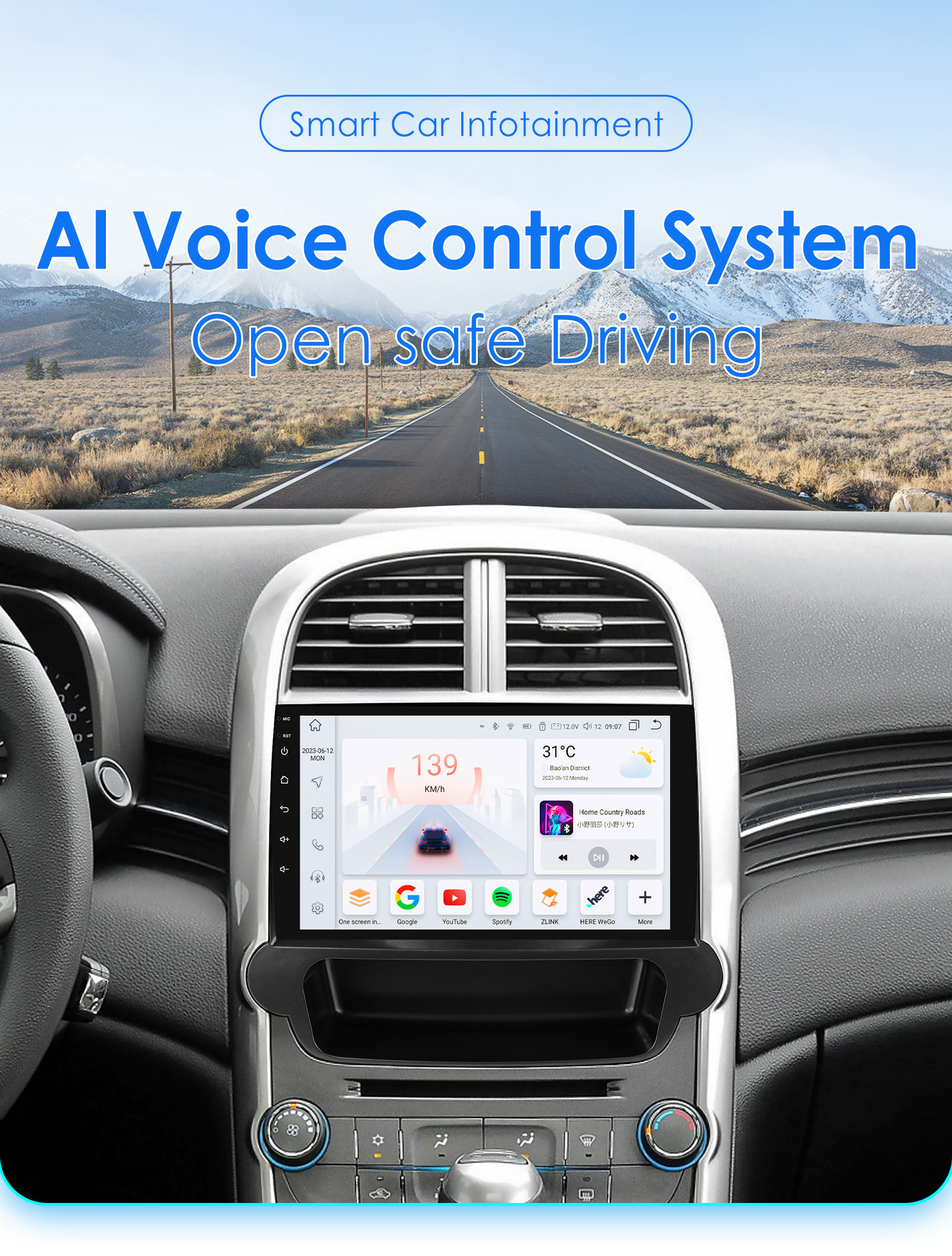 Suitable for 12-15 Chevrolet Malibu Android large screen car central control GPS navigation wireless Carplay