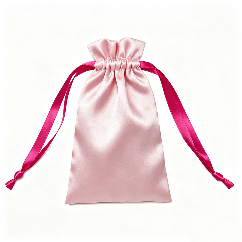 Imitation Satin Drawstring Bag, Wig Bundle Bag, Jewelry Bag, Gift Small Bag, Skincare Product Storage Bag