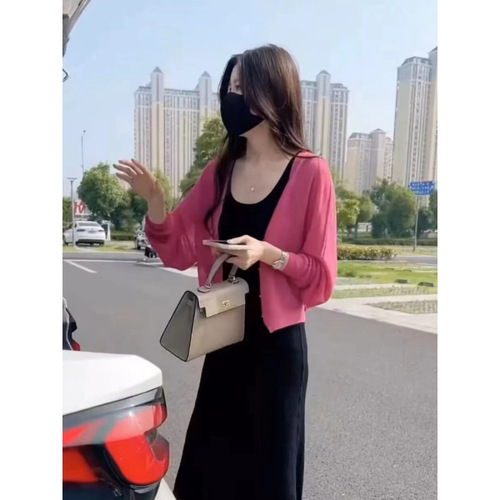 Women's Summer 2024 New Knit Cardigan, Outerwear Thin Scarf Top, Loose Short Coat