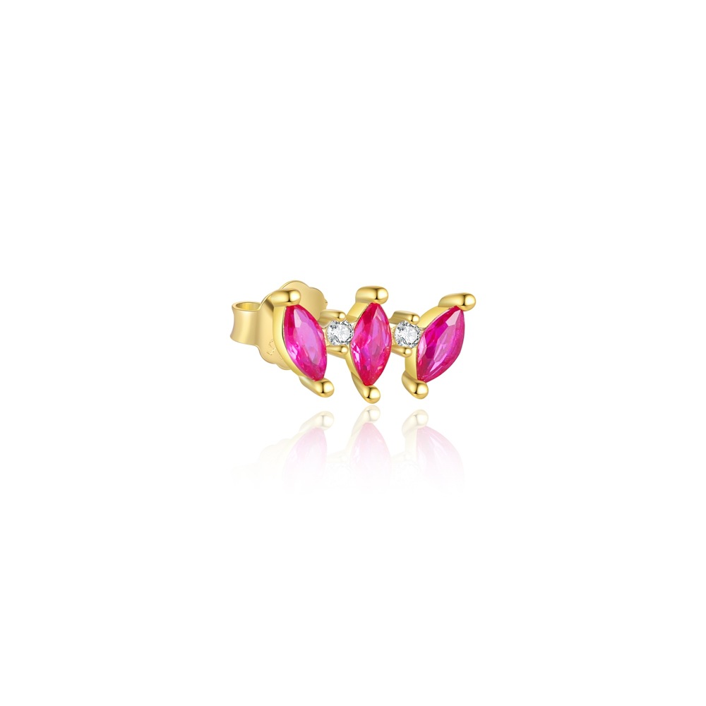 Daily Occasion 1 Piece 1 Pair 925 Sterling Silver Zircon Geometric Heart Shape Ear Studs