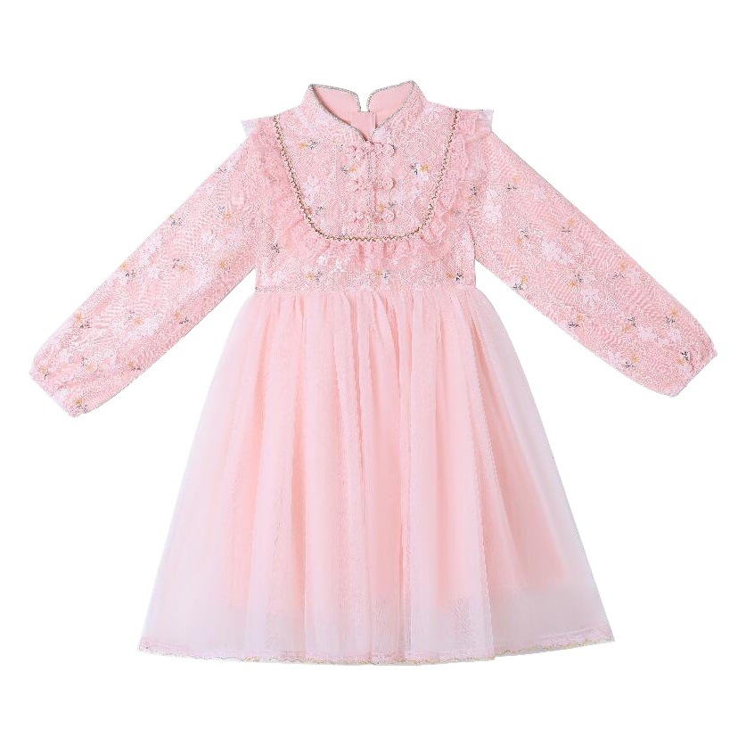 Girls' Dress, Spring Outfit, Improved Cheongsam, Princess Dress, Red Chinese Style Tutu Dress, Performance Dress, Gauze Skirt