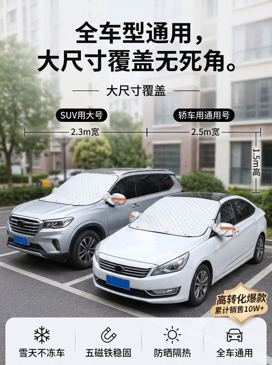 Car snow and frost protection cover, front windshield sunshade, heat insulation sunshade, cross-border car snow cover and sunshade