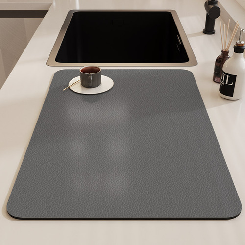 Cross-border technology leather kitchen absorbent mat countertop storage drain mat wipeable no-wash coffee machine mat non-slip drying mat