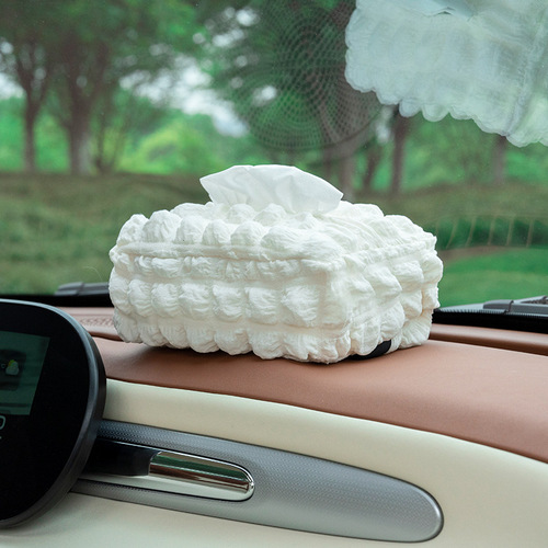 Puff Car Tissue Box Car Armrest Box Sun Visor Seat Hanging Tissue Box Cute Car Tissue Box