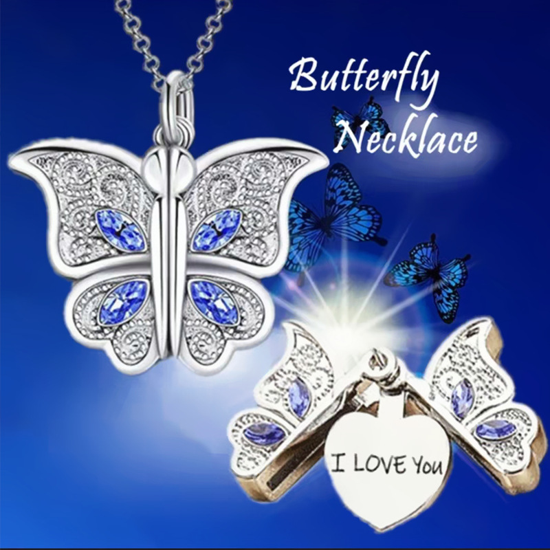 Vlinder Liefde Ketting Halve Maan Persoonlijkheid Eenvoudige Hanger Moederdag Cadeau MOM Ketting_voghion.com