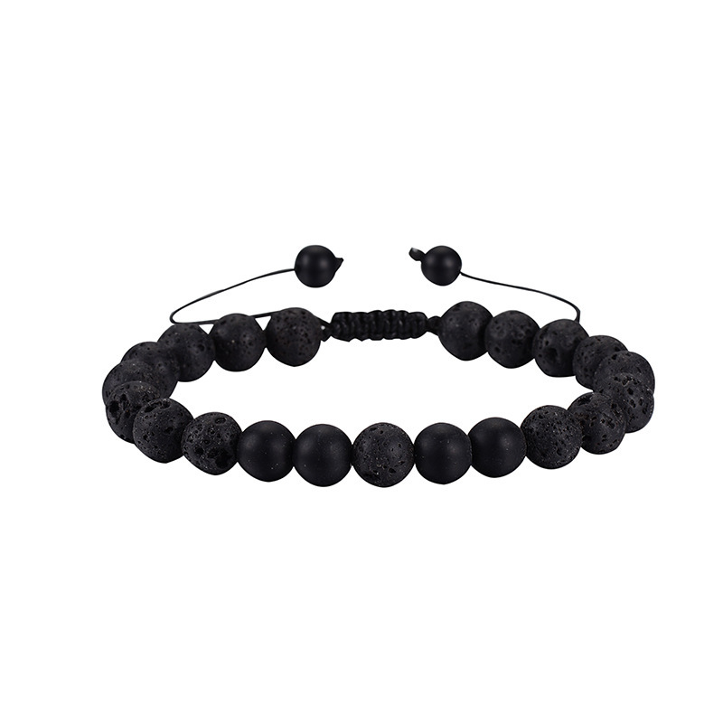 Amazon Venta caliente 8mm Tigre ojo piedra volcánica pulsera energía lava piedra tejida pulsera de pareja ajustable