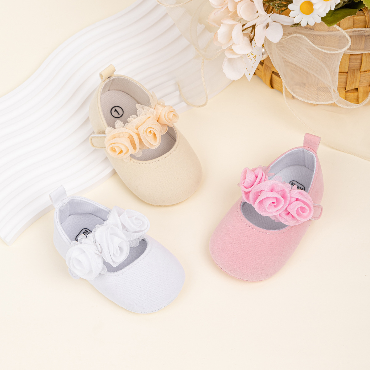 Foreign trade new baby shoes lace flower velcro princess shoes soft cloth soles toddler shoes baby shoes