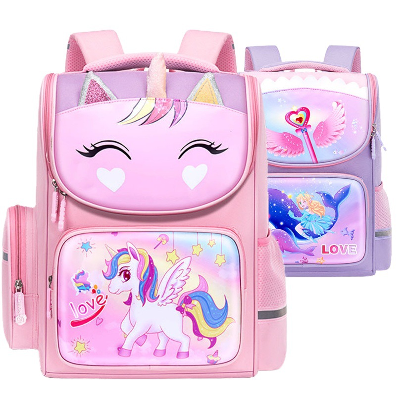 Nuevos niños schoolbag estudiante de la escuela primaria alivio de la carga de protección de la columna vertebral mochila niños y niñas de Grado 1-3-6 lindo bolsa de espacio