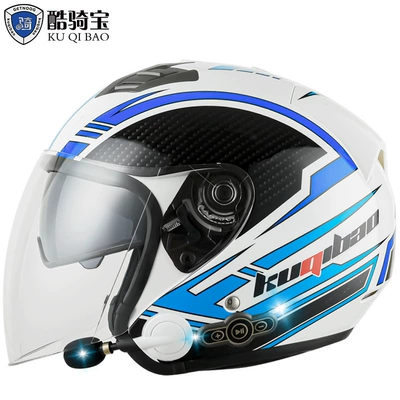Helmet Helmet Men's Smart Helmet, Motorcycle Safety Supplies - white-phantom-fiber-double-lens-m