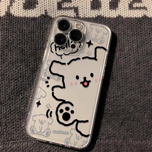 Transparent Apple phone case 15 suitable for iPhone 16 cartoon line dog 13 Apple 11 protective cover space soft shell