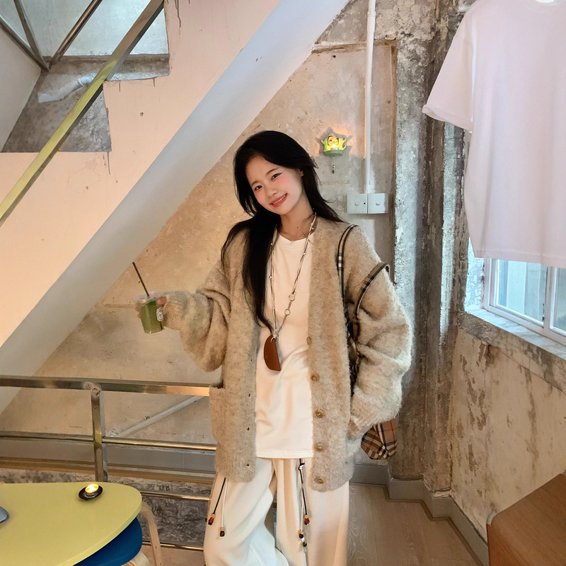 小仙倪子软糯针织衫女秋季超好看绝美宽松毛衣开衫中长款上衣外套|undefined