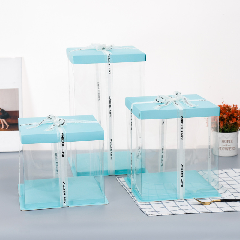 批发烘焙包装透明蛋糕盒4寸6寸8寸10寸12寸双层加高生日高透