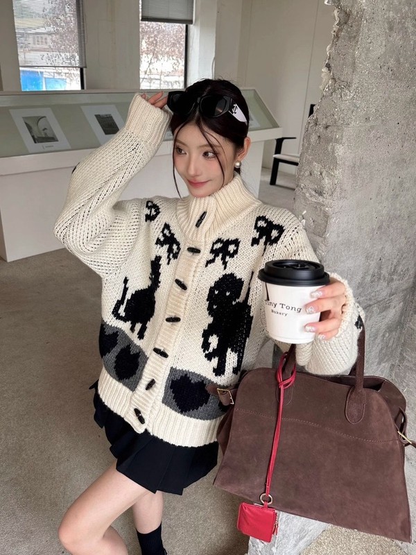 韩国正品openyy毛衣迪丽热巴同款毛针织开衫外套女宽松慵懒风秋冬|undefined