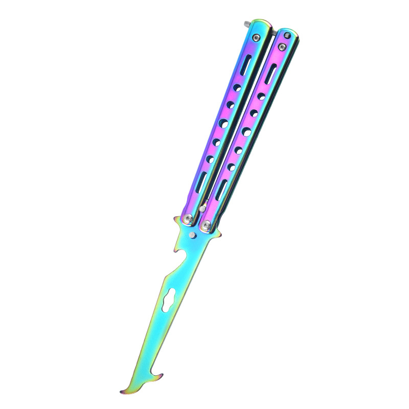 Fábrica al por mayor de acero inoxidable plegable neumático de coche gancho de limpieza de piedra gancho de excavación de piedra herramienta de recolección de piedra cuchillo de práctica de hoja sin abrir