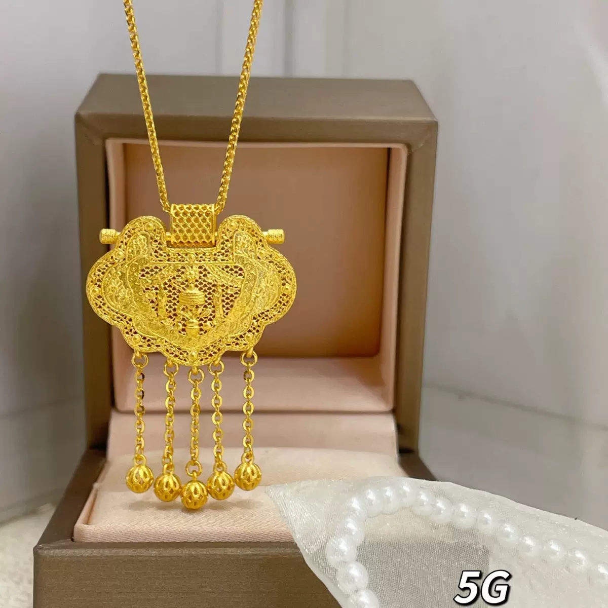 天子门生吊坠项链5G黄金墩墩象项链足金999新款项链送女友