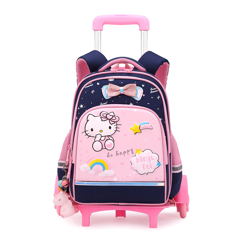 Mochila escolar con ruedas para niños de primaria con seis ruedas que pueden subir escaleras, mochila impermeable de gran capacidad y que reduce la carga para niñas de 1.º a 3.er grado