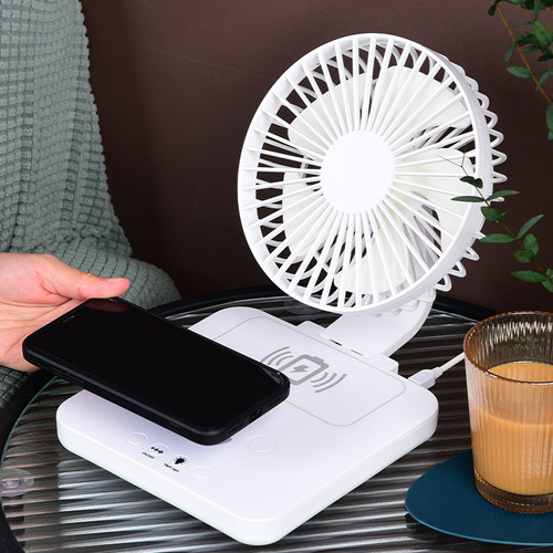 Wireless Phone Charger 6-inch Desktop Fan USB Charging Mini Fan Portable Room Fan Home Office Electric Fan