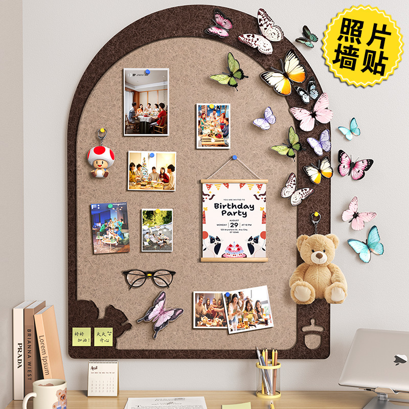 毛毡板照片墙展示板得图钉文化墙装饰免打孔上墙留言板毛绒板拍立|undefined