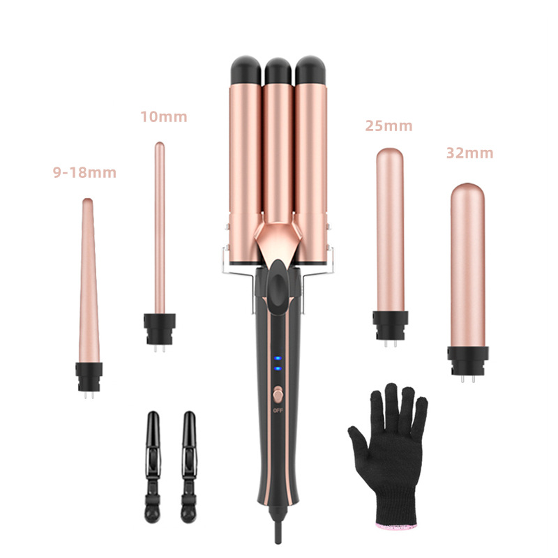 Amazon new five-in-one replaceable multi-function head-changing hair curler LED5-in-1 tube-changing hair curler cross-border