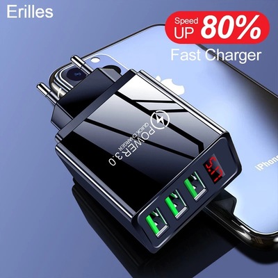 Cross border quality 5V3A Digital Charger 3USB digital display Fast charging Charger intelligence 3U Display charging head