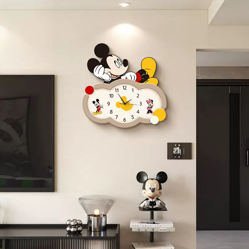 米奇钟表挂钟客厅电视背景墙时钟创意卡通餐厅高端挂表静音表挂墙