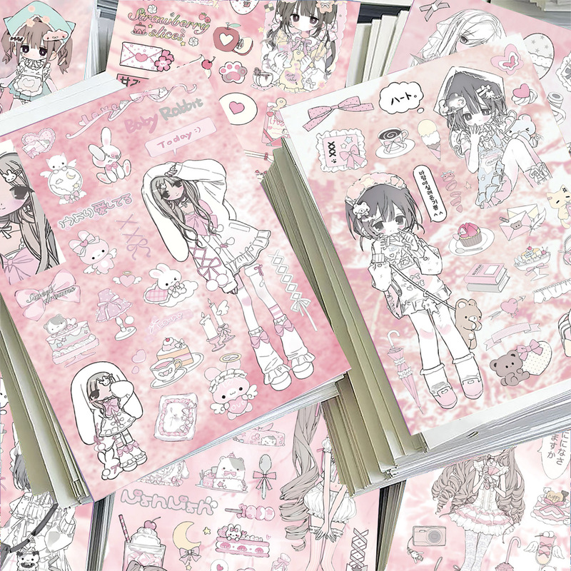 8 pink-toned soft and cute girl collage stickers, sweet and cool Japanese-style cartoon characters, DIY decorative stickers for notebooks and cards 8 pink-toned soft and cute girl collage stickers, sweet and cool Japanese-style cartoon characters, DIY decorative stickers for notebooks and cards