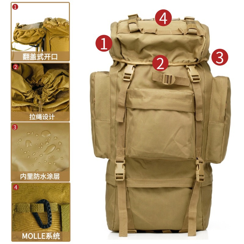 Mochila táctica de gran capacidad para deportes al aire libre, camping, montañismo, senderismo, mochila multifuncional de camuflaje.