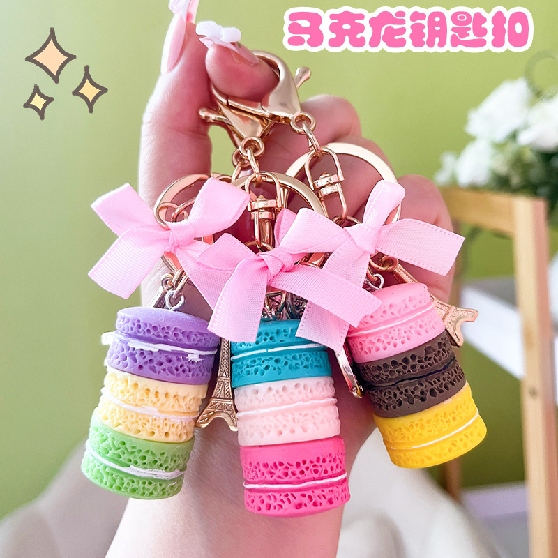 Creative Macaron Cake Keychain Exquisite and Cute Couple Bag Small Pendant Fashion Car Pendant Wholesale