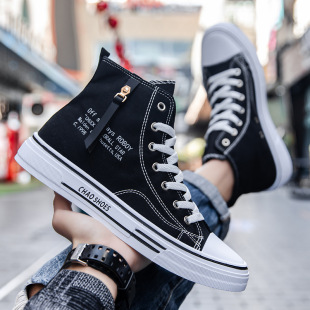 2025 Autumn New High-Top Hong Kong Style Men's Canvas Shoes Korean Style Fashion Shoes Trendy Men's Shoes Breathable Casual Shoes