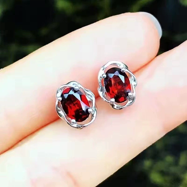 Ruby copper platinum earrings, 1 pair