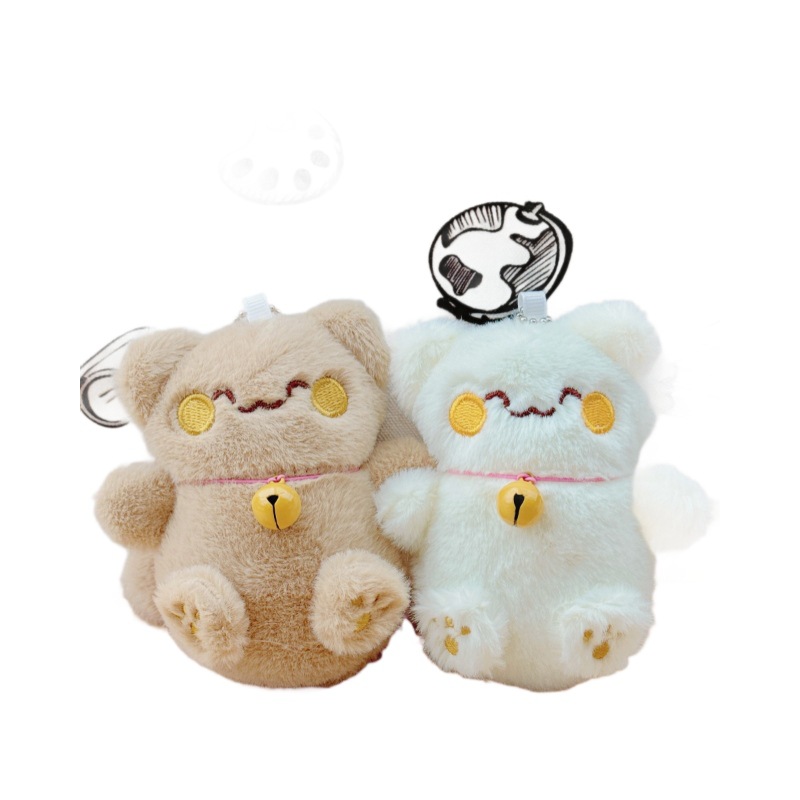 Caricatura campana gatos peluche muñeca llavero colgante lindo lindo lindo gatos bolsos colgantes muñeca máquina