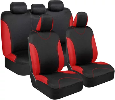 Universal seat cover sponge polyester fabric car seat - vest-line-red-five-seat-9-piece-set