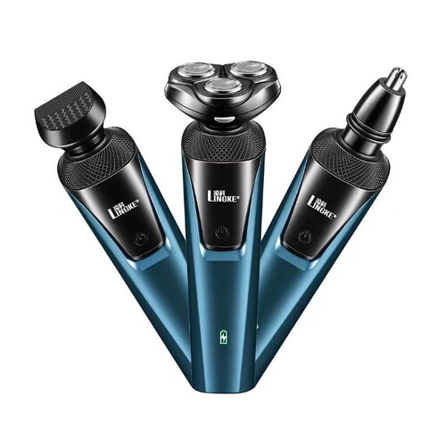 New 3-blade three-in-one men's electric razor set, beard trimmer and nose hair trimmer, washable, USB charging