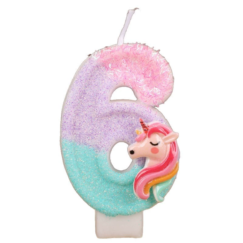 Кросс-бортное креативное unicorn цифровая свеча украшение для торта на день рождения plug-in первый день рождения ручная свеча 09