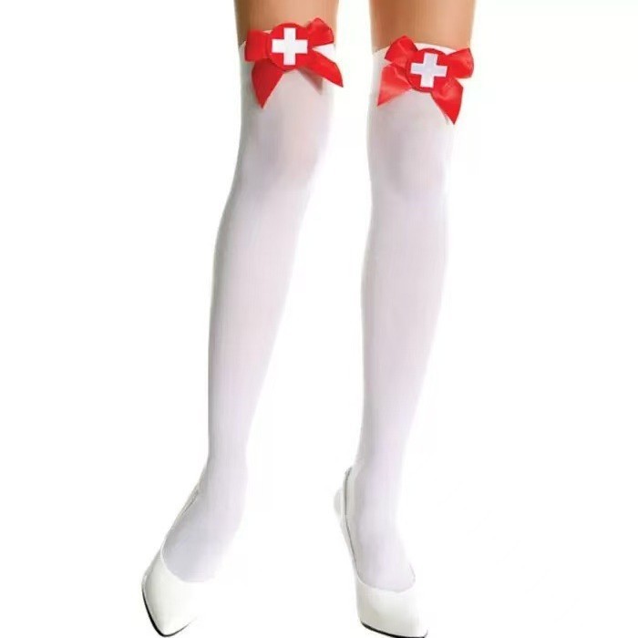 Cross-Border Halloween Sexy Christmas Baby Girl Long Fishnet Stockings Red Bow Cross Color Party Performance