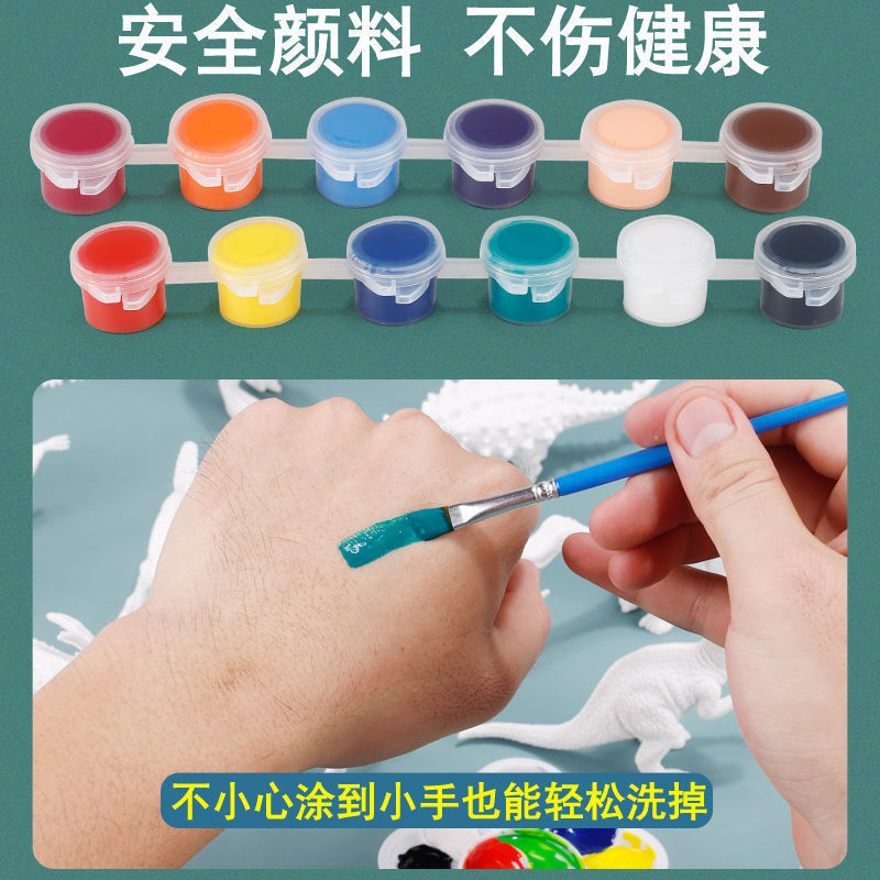 Muñecas de yeso pintadas dinosaurios blancos modelo sólido pintado juguetes infantiles relleno de colores juguetes resistentes a la caída para niños y niñas