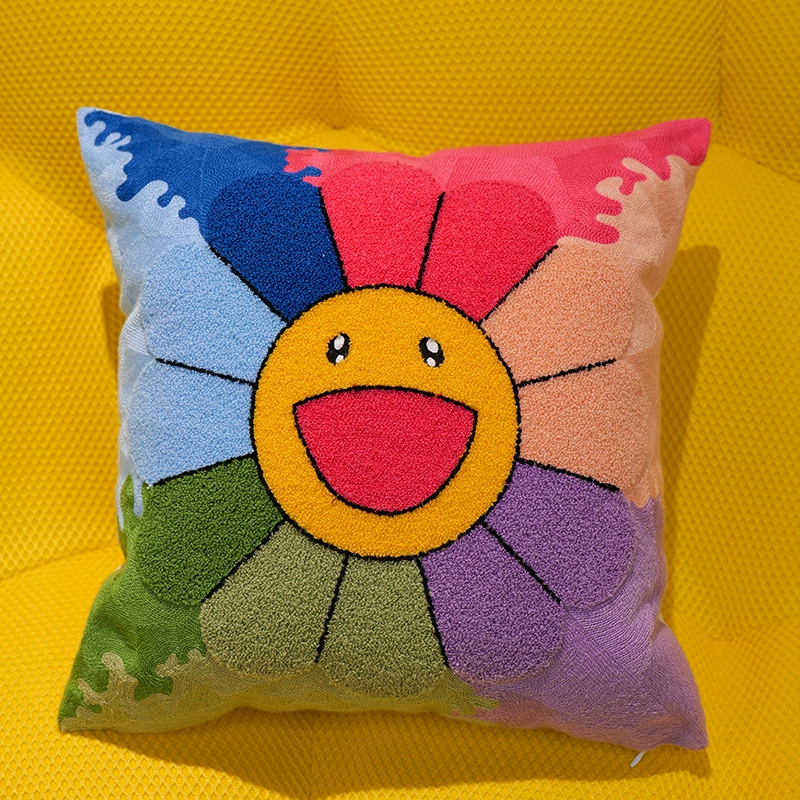 Fresh pillow, cream square small pillowcase solar-powered for bed, flowered
