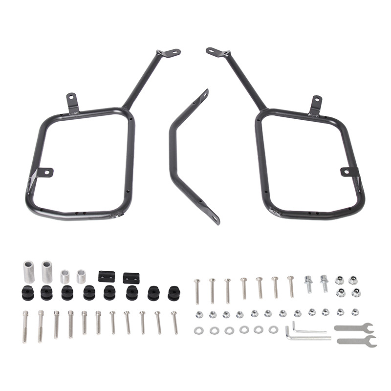 Aplicable a Benelli 502 marco lateral Jinpengtrk caja lateral de motocicleta soporte de acero al carbono caja lateral derecha escudo soporte de tubo de escape