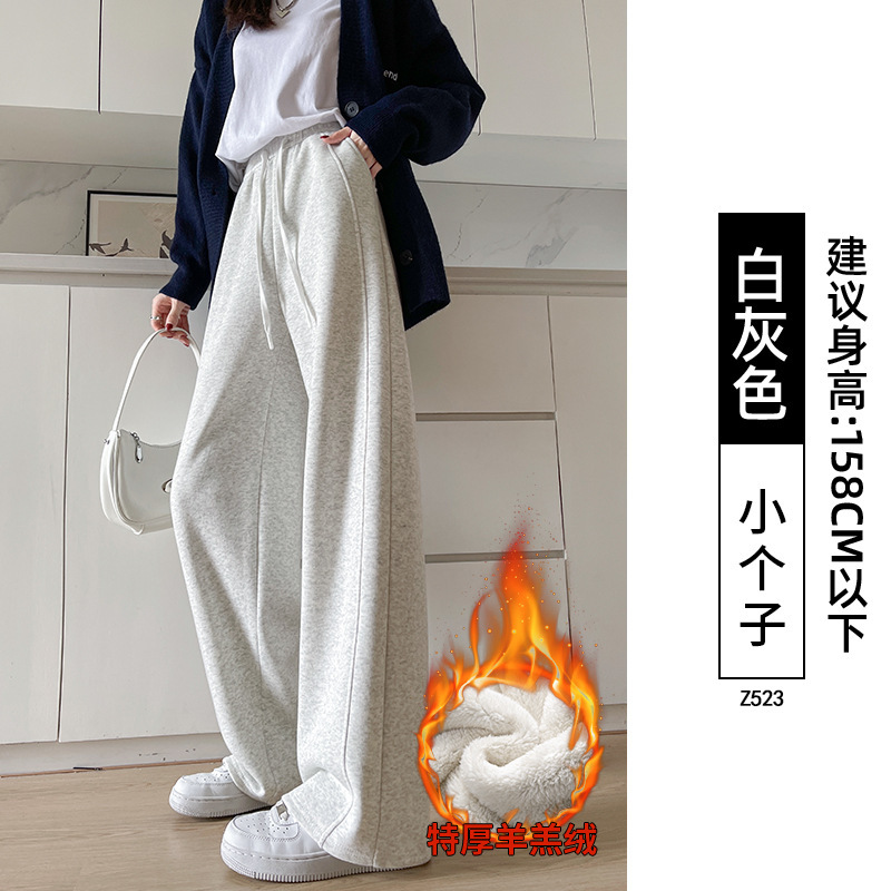 窄版阔腿裤女夏2025新款灰色宽松直筒休闲小个子春秋季运动卫裤子|undefined