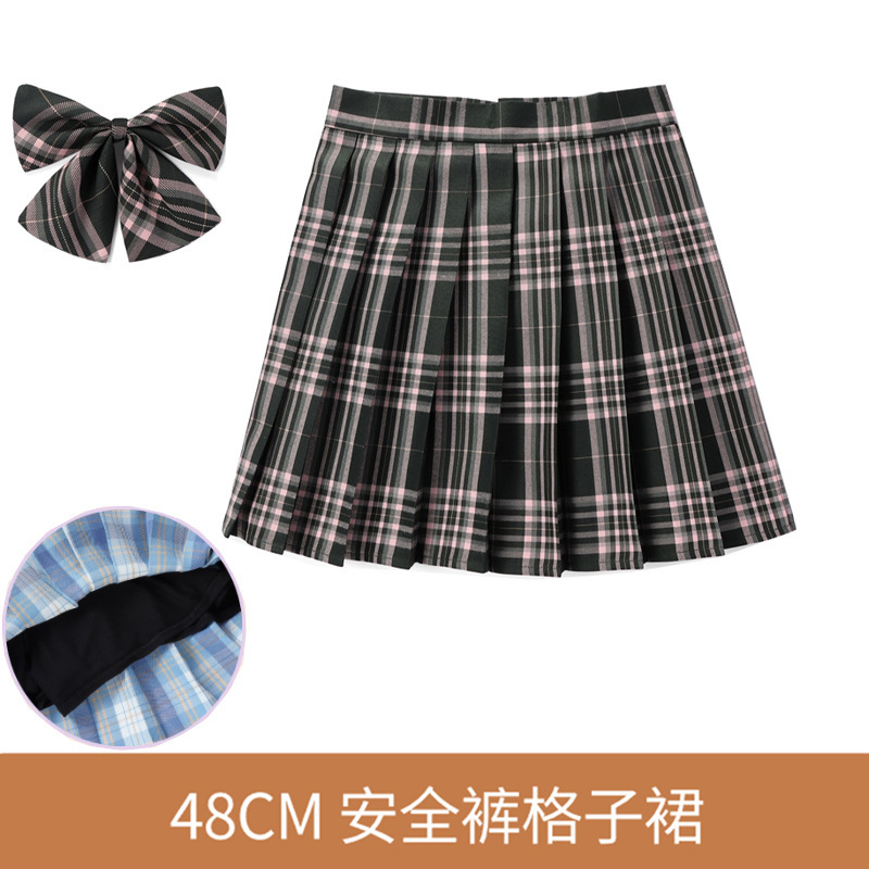 48CM现货内衬安全裤制服格子学院日系百褶班服校服学生短半身女裙|undefined