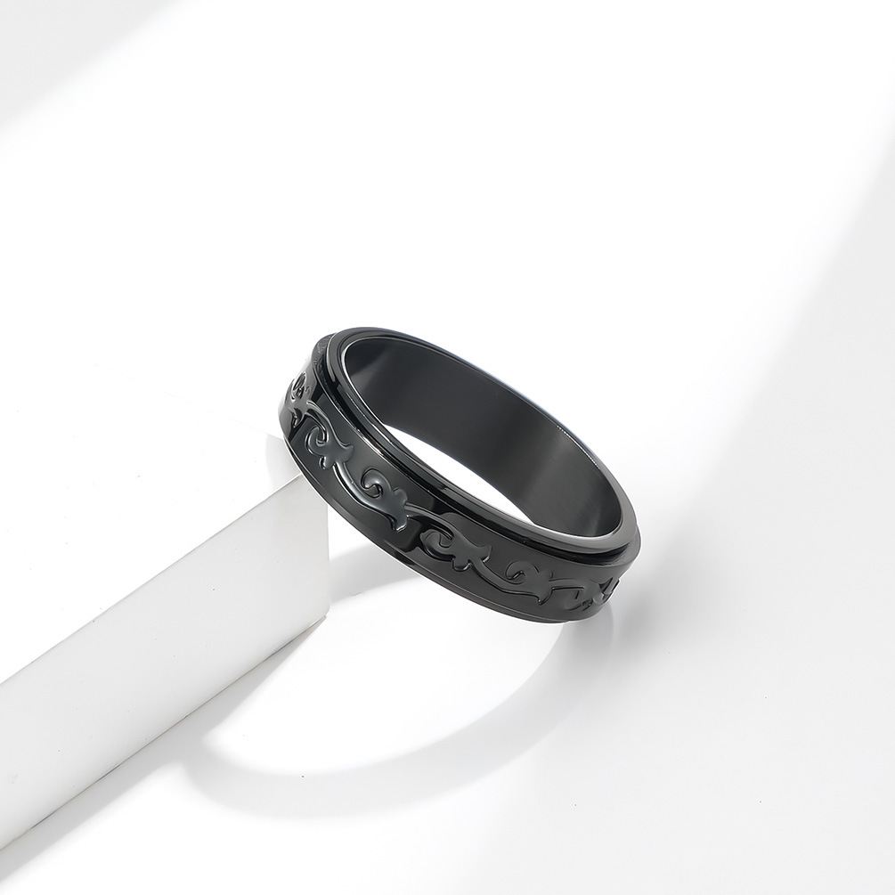 Fashion Simple Geometric Titanium Steel Rotatable Men and Women Ring