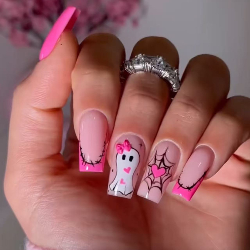 Pink Girly Style Cute Ghost Patch French Medium Tube Halloween Wear Nail Art Nail Polish Nail Polish